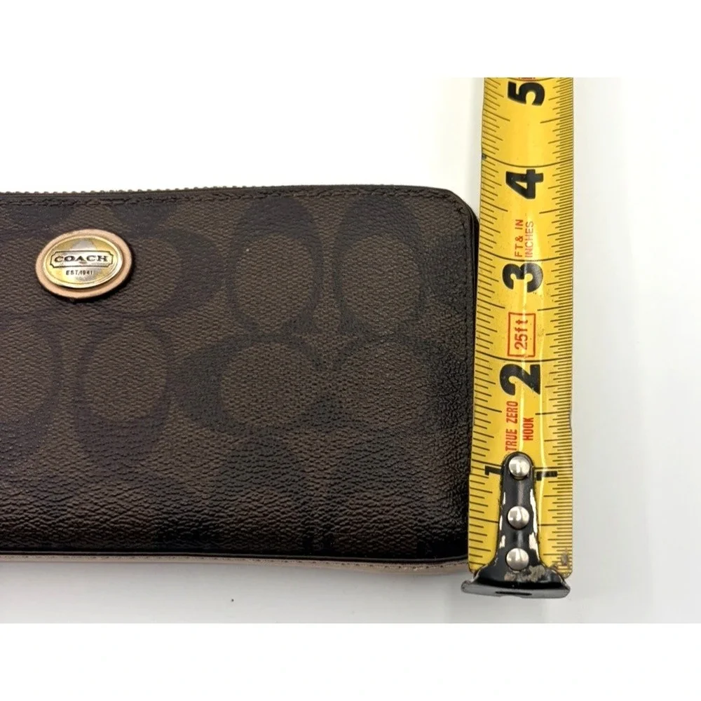 Coach Peyton Signature Accordion Zip Around Wallet (F50180) Canvas & Leather